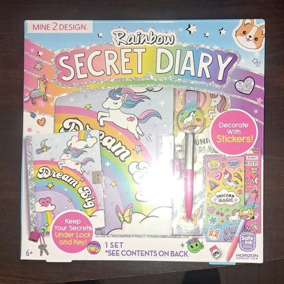 Rainbow Unicorn 80 Page Secret Diary Journal with Lock Key Pen & Stickers - Picture 7 of 8